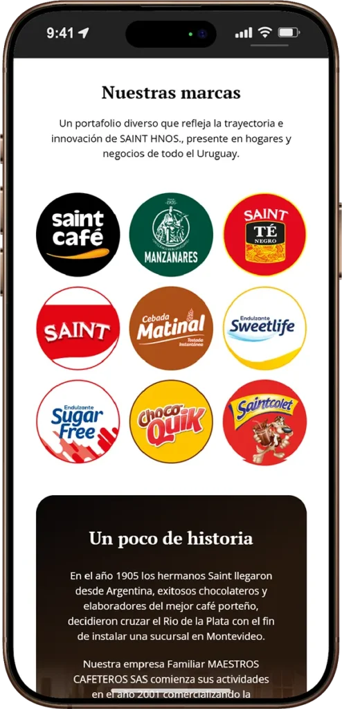 versión mobile sitio web saint hnos.